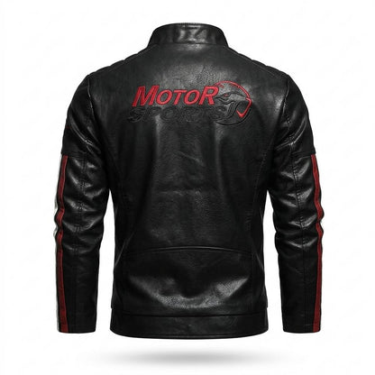 Mens Outlet House - Lolar | Slim Fit Striped Leather Jacket Men