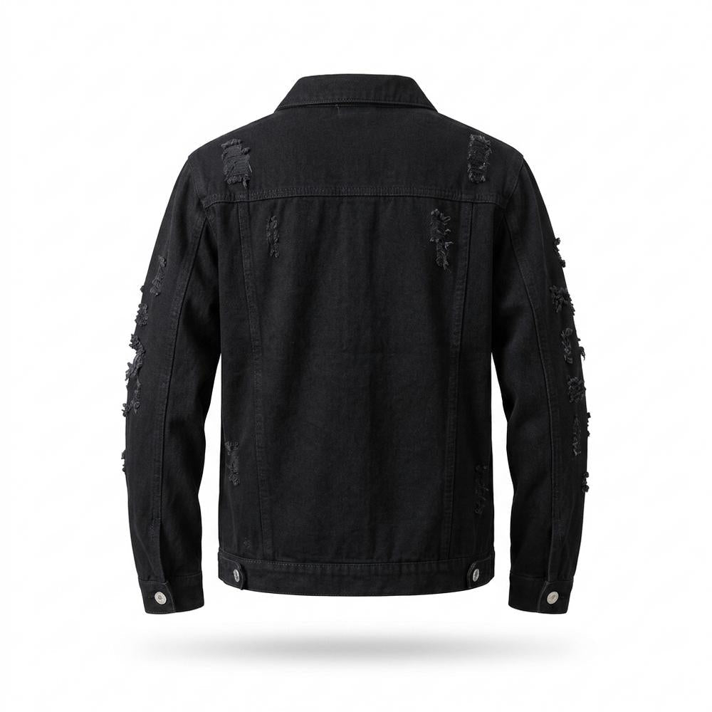 Mens Outlet House - Lylen | Distressed Button-Front Denim Jacket Men