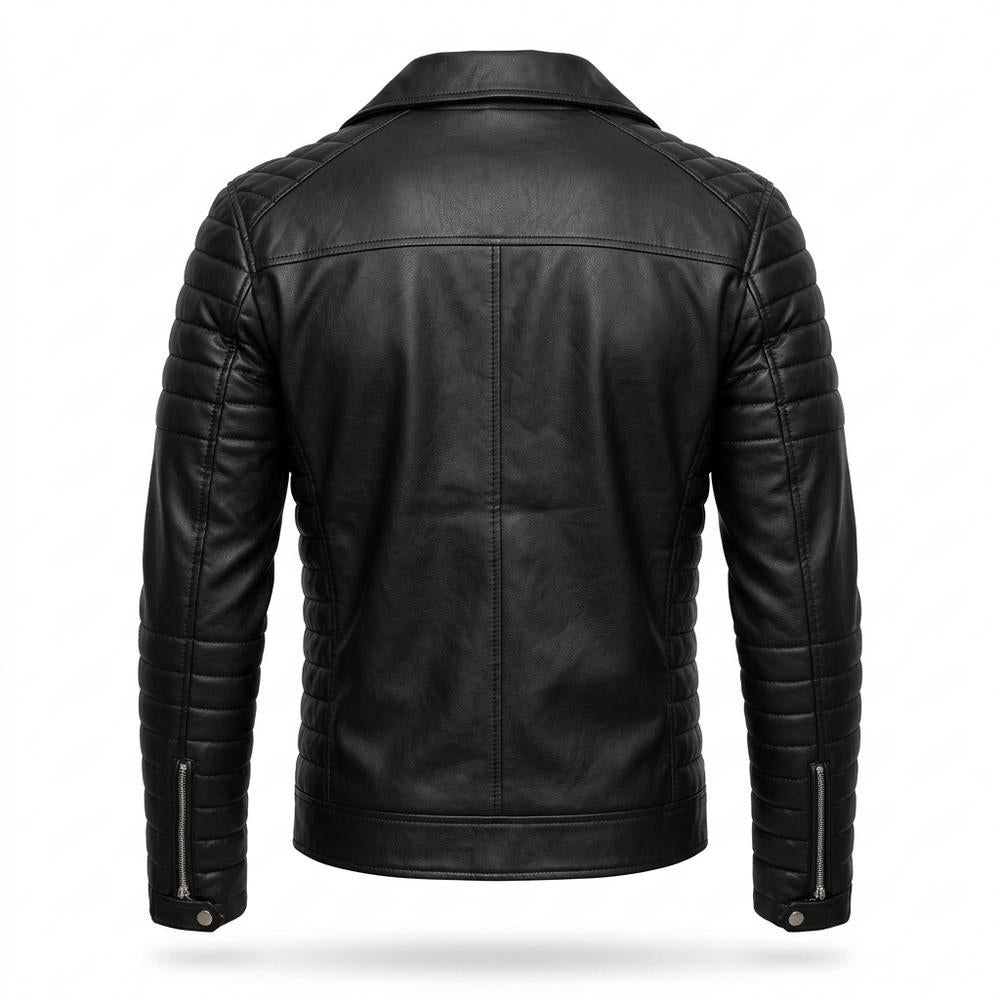 Mens Outlet House - Zenal | Asymmetrical Quilted Leather Jacket Men