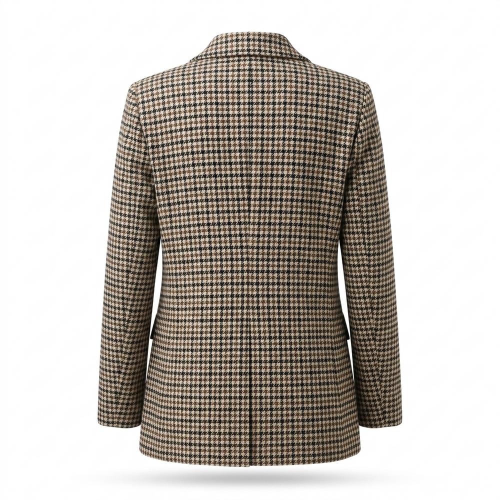 Mens Outlet House - Yonal | Double-Breasted Houndstooth Blazer Women