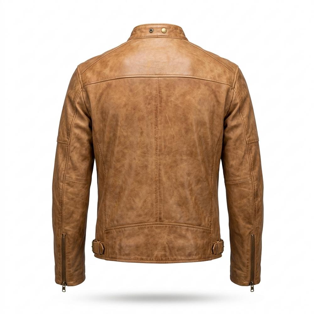 Mens Outlet House - Arnav | Waxed Slim-Fit Leather Jacket Men