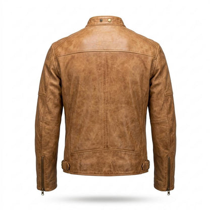 Mens Outlet House - Arnav | Waxed Slim-Fit Leather Jacket Men
