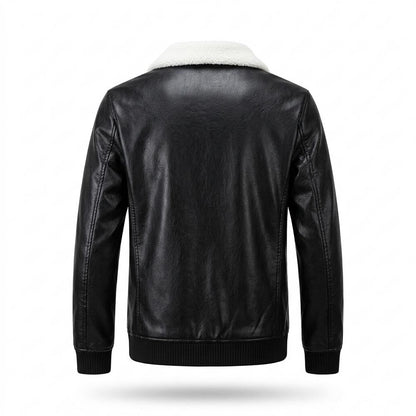 Mens Outlet House - Zalev | Sherpa-Lined Zip-Up Leather Jacket Men