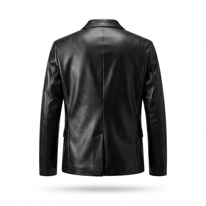 Mens Outlet House - Corev | Faux Leather Single-Button Blazer Men