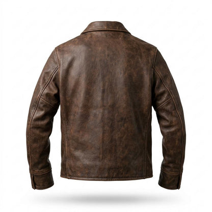 Mens Outlet House - Kenal | Distressed Zip-Up Leather Jacket Men