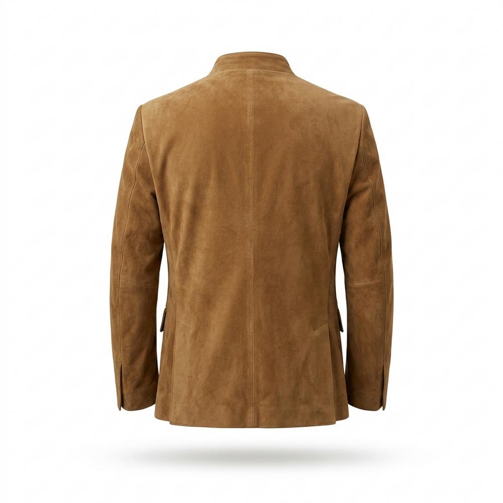 Mens Outlet House - Nilom | Suede Mandarin Collar Jacket Men