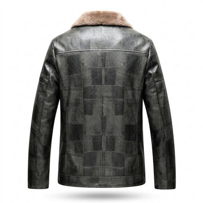 Mens Outlet House - Rohal | Lined Patterned Leather Jacket Men