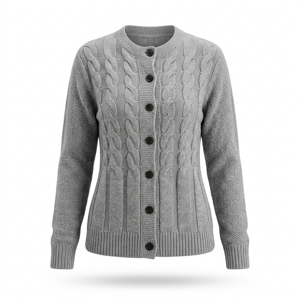 Mens Outlet House - Yovet | Cable-Knit Button-Front Knit Cardigan Women