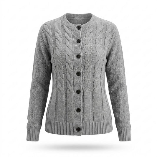 Mens Outlet House - Yovet | Cable-Knit Button-Front Knit Cardigan Women