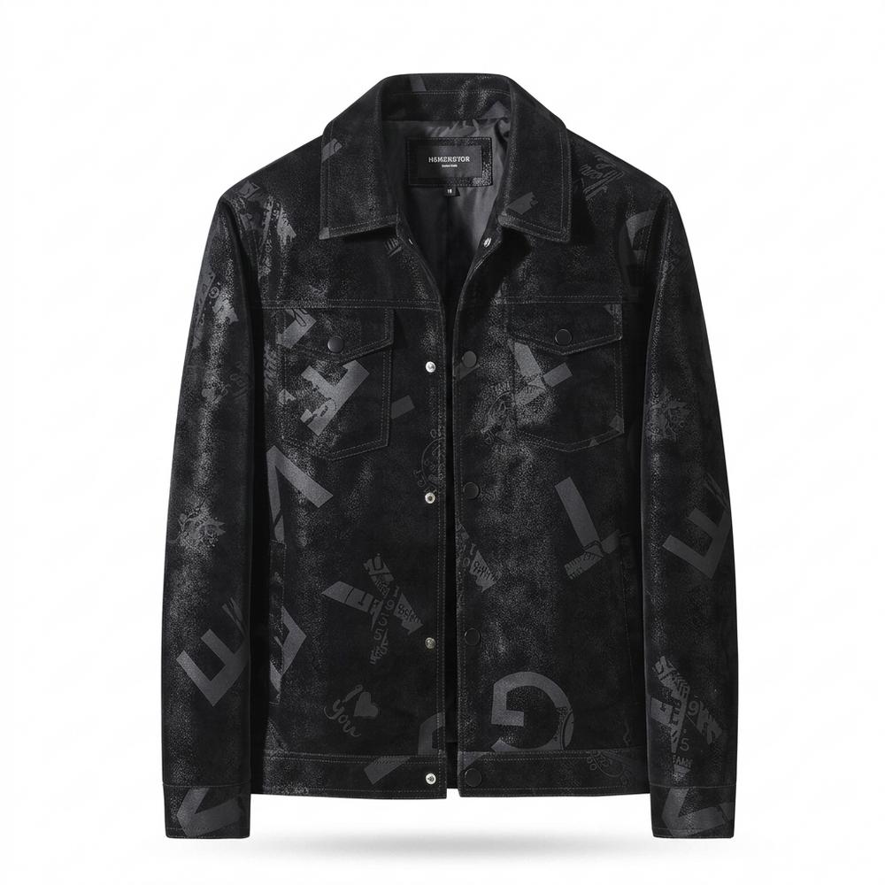 Mens Outlet House - Armel | Printed Faux Leather Jacket Men