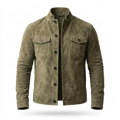 Mens Outlet House - Lefok | Suede-Effect Button-Front Jacket Men