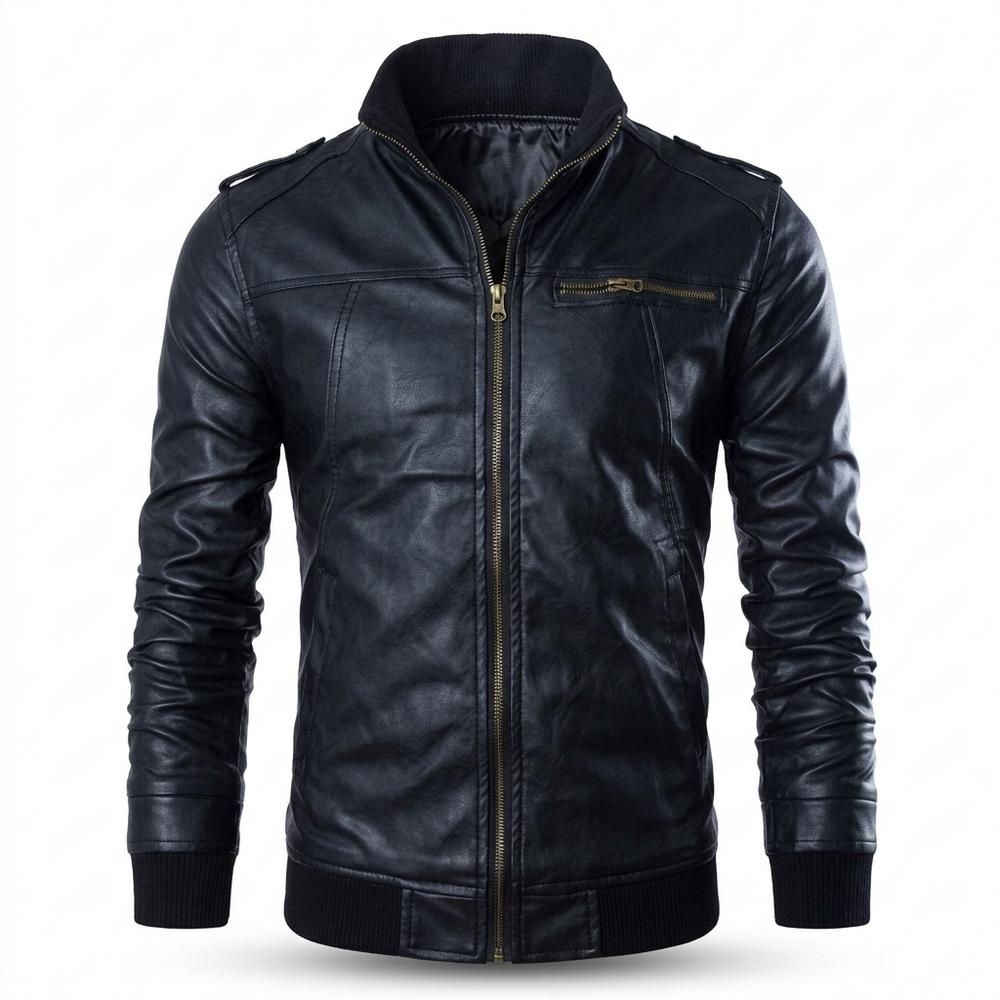 Mens Outlet House - Semel | Zip-Up Lined Leather Jacket Men