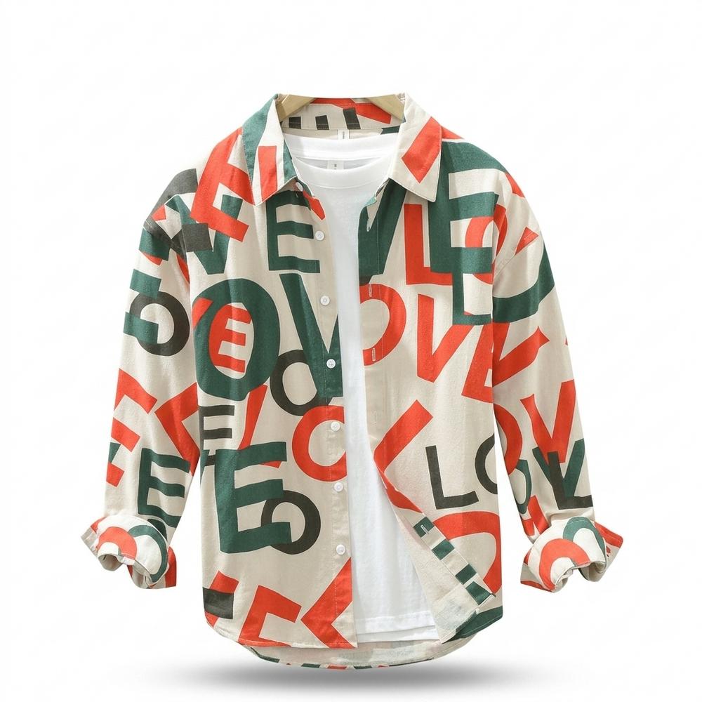 Mens Outlet House - Maziv | Letter-Print Long-Sleeve Shirt Men