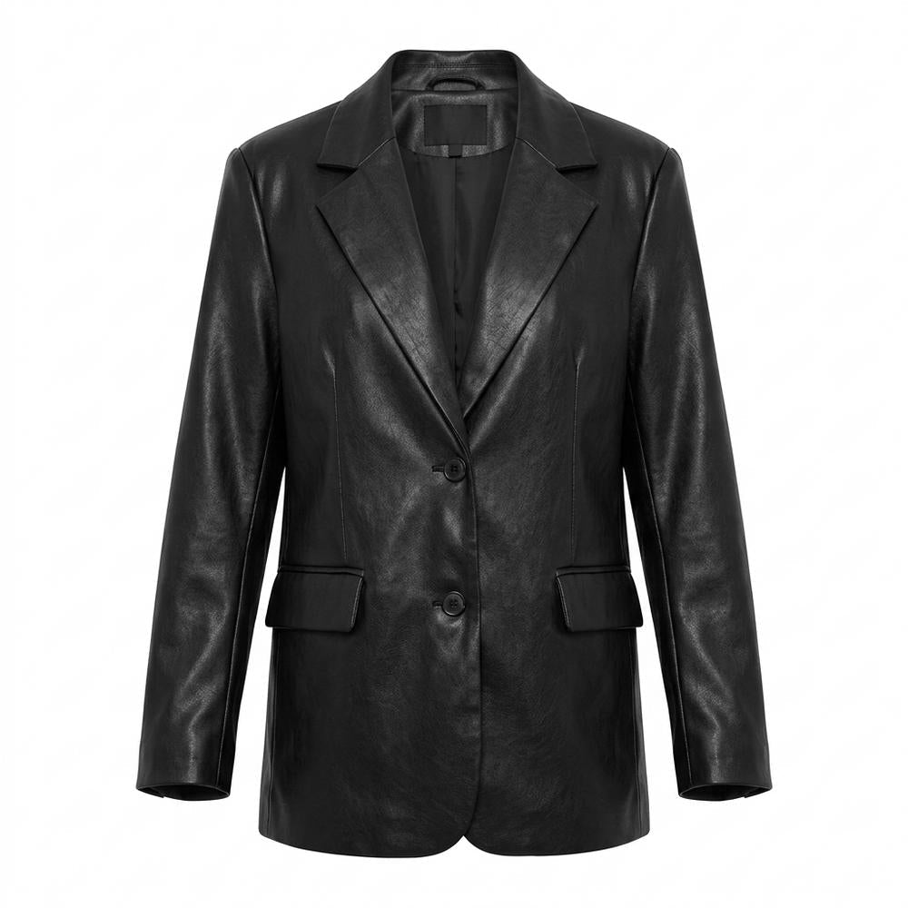 Mens Outlet House - Zenav | Leather-Look Single-Breasted Blazer Women