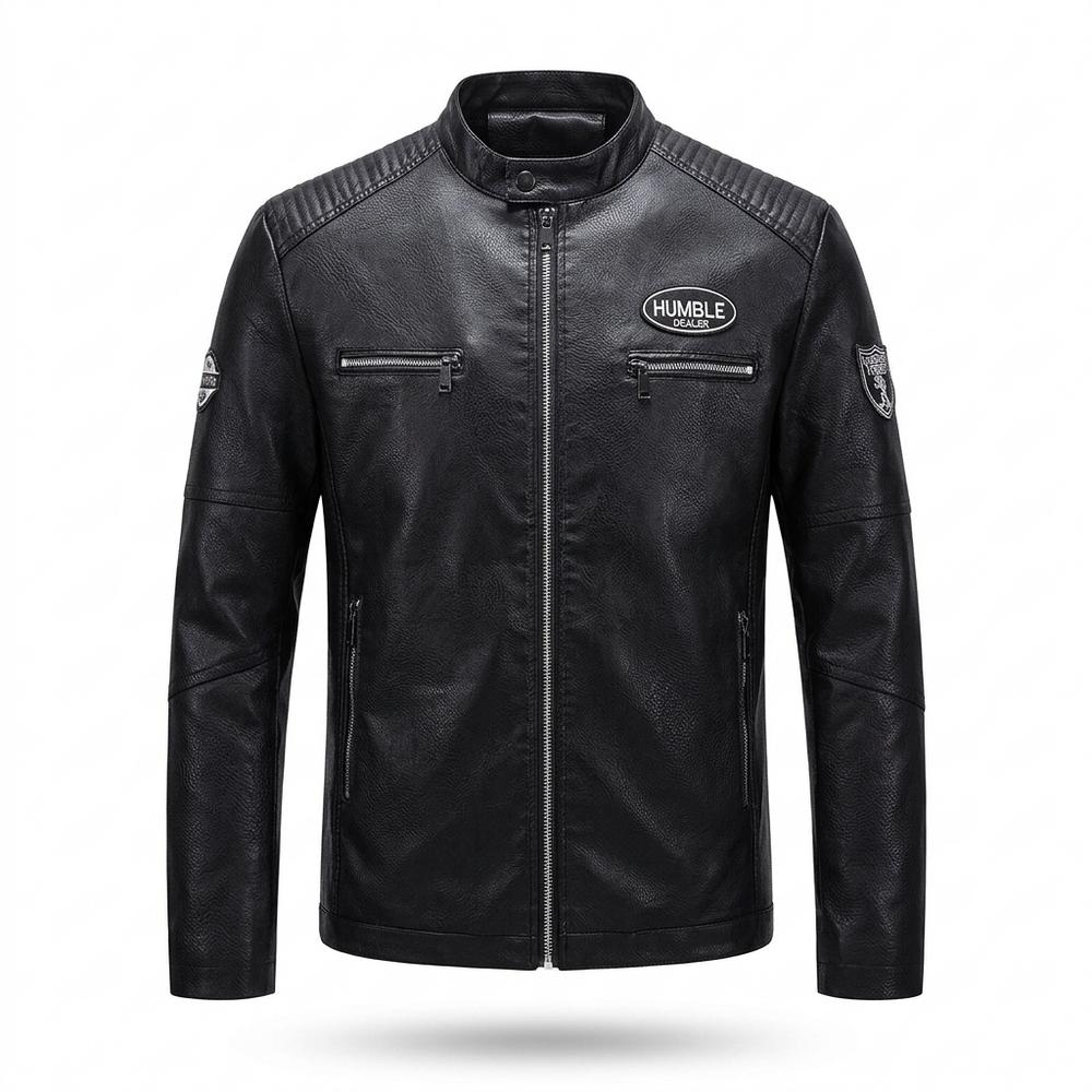 Mens Outlet House - Laser | Quilted Stand-Collar Leather Jacket Men