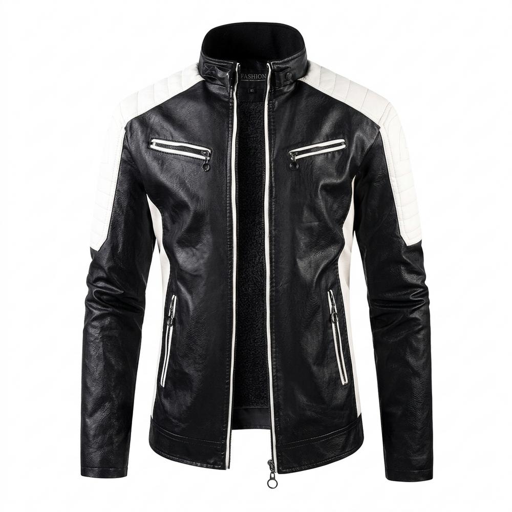 Mens Outlet House - Lovin | Two-Tone Fleece-Lined Leather Jacket Men