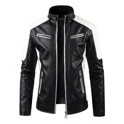 Mens Outlet House - Lovin | Two-Tone Fleece-Lined Leather Jacket Men