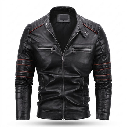 Mens Outlet House - Nosel | Quilted Zip-Up Leather Jacket Men