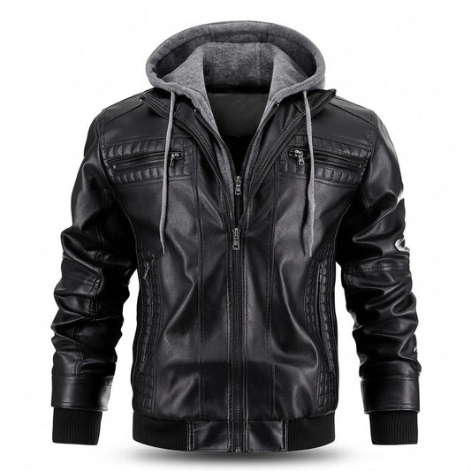 Mens Outlet House - Zasen | Hooded Quilted Leather Jacket Men