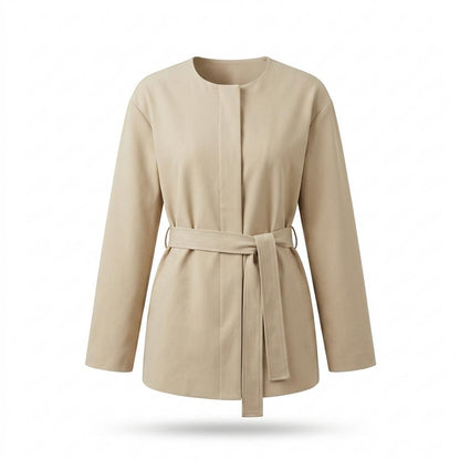 Mens Outlet House - Maron | Belted Collarless Coat Women