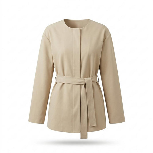 Mens Outlet House - Maron | Belted Collarless Coat Women