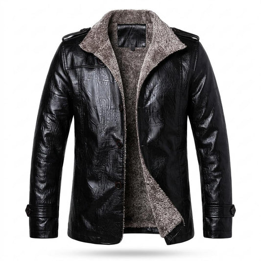 Mens Outlet House - Ralan | Lined Textured Leather Jacket Men