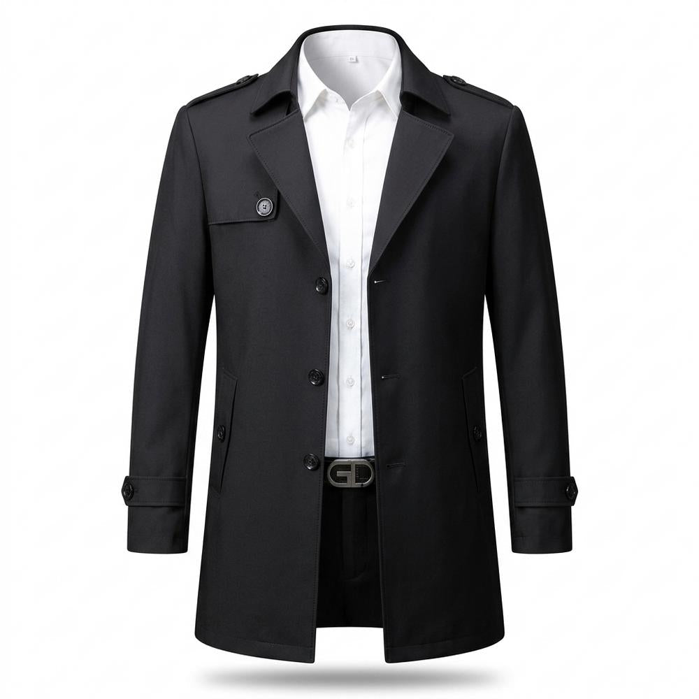 Mens Outlet House - Dasen | Single-Breasted Notched-Lapel Coat Men
