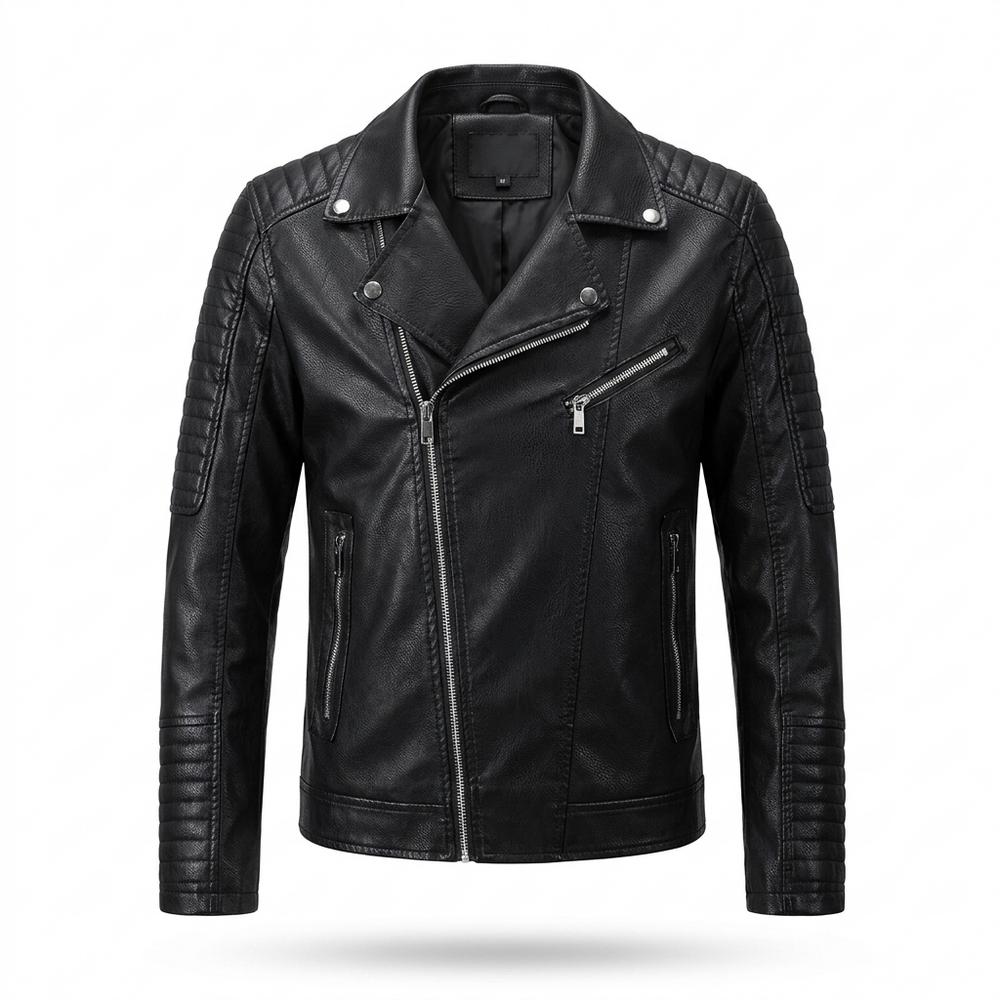 Mens Outlet House - Vekar | Quilted Asymmetrical Leather Jacket Men