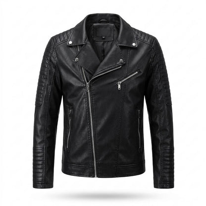 Mens Outlet House - Vekar | Quilted Asymmetrical Leather Jacket Men