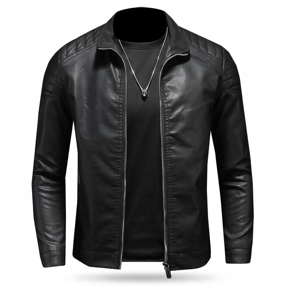 Mens Outlet House - Lomar | Quilted Zippered Leather Jacket Men