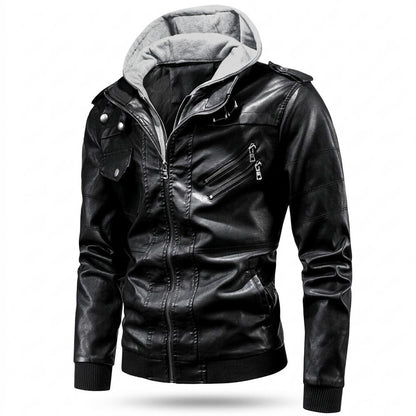 Mens Outlet House - Lavel | Hooded Lined Leather Jacket Men