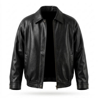 Mens Outlet House - Arkar | Zip-Up Collared Leather Jacket Men