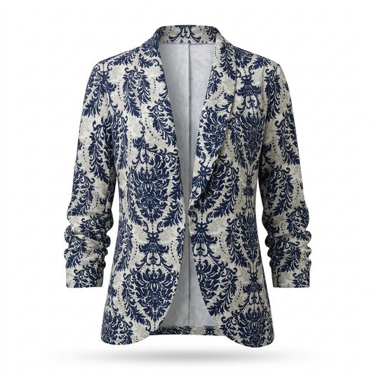 Mens Outlet House - Karen | Printed Ruched Sleeve Blazer Women