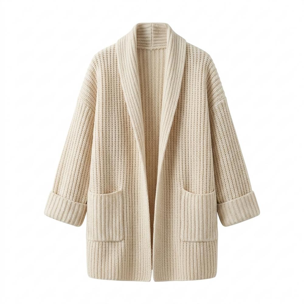 Mens Outlet House - Yuvod | Rib-Knit Shawl-Collar Knit Cardigan Women