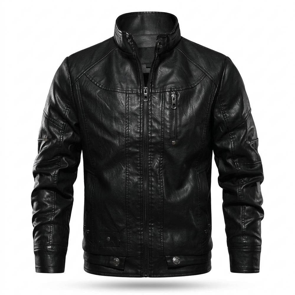 Mens Outlet House - Zaser | Zip-Up Slim-Fit Leather Jacket Men