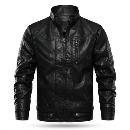 Mens Outlet House - Zaser | Zip-Up Slim-Fit Leather Jacket Men