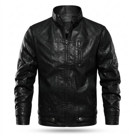 Mens Outlet House - Zaser | Zip-Up Slim-Fit Leather Jacket Men