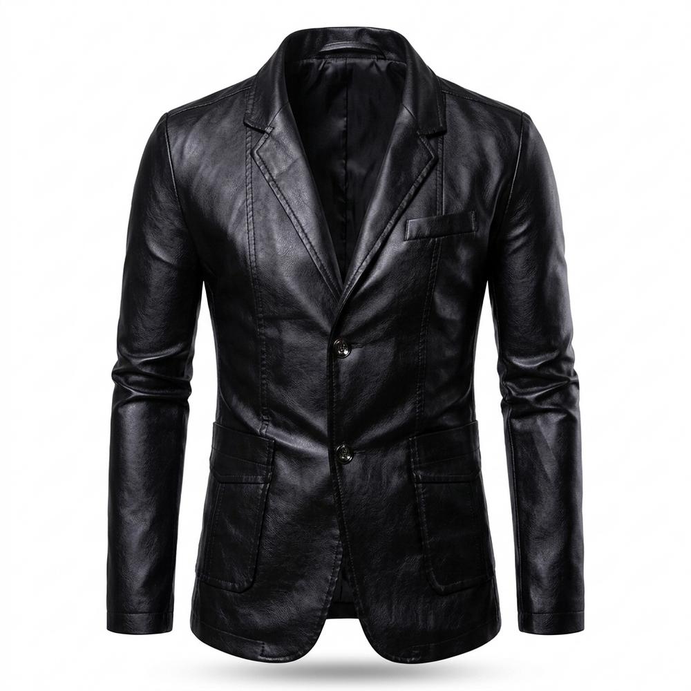 Mens Outlet House - Senud | Slim Fit Button-Front Leather Jacket Men