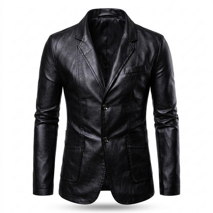Mens Outlet House - Senud | Slim Fit Button-Front Leather Jacket Men
