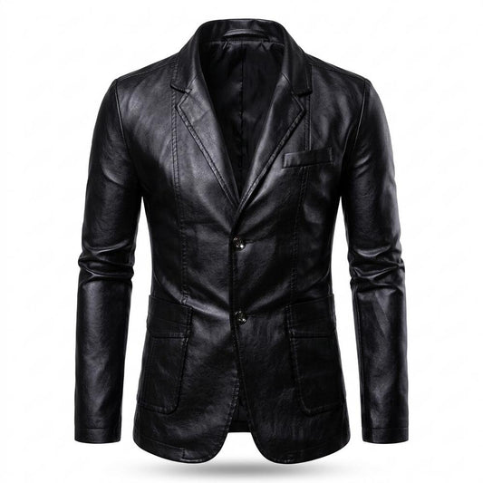 Mens Outlet House - Senud | Slim Fit Button-Front Leather Jacket Men