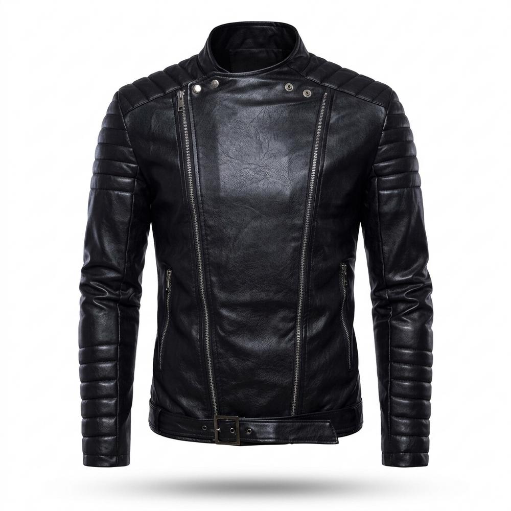 Mens Outlet House - Zerel | Asymmetrical Quilted Leather Jacket Men