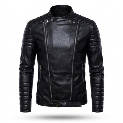 Mens Outlet House - Zerel | Asymmetrical Quilted Leather Jacket Men