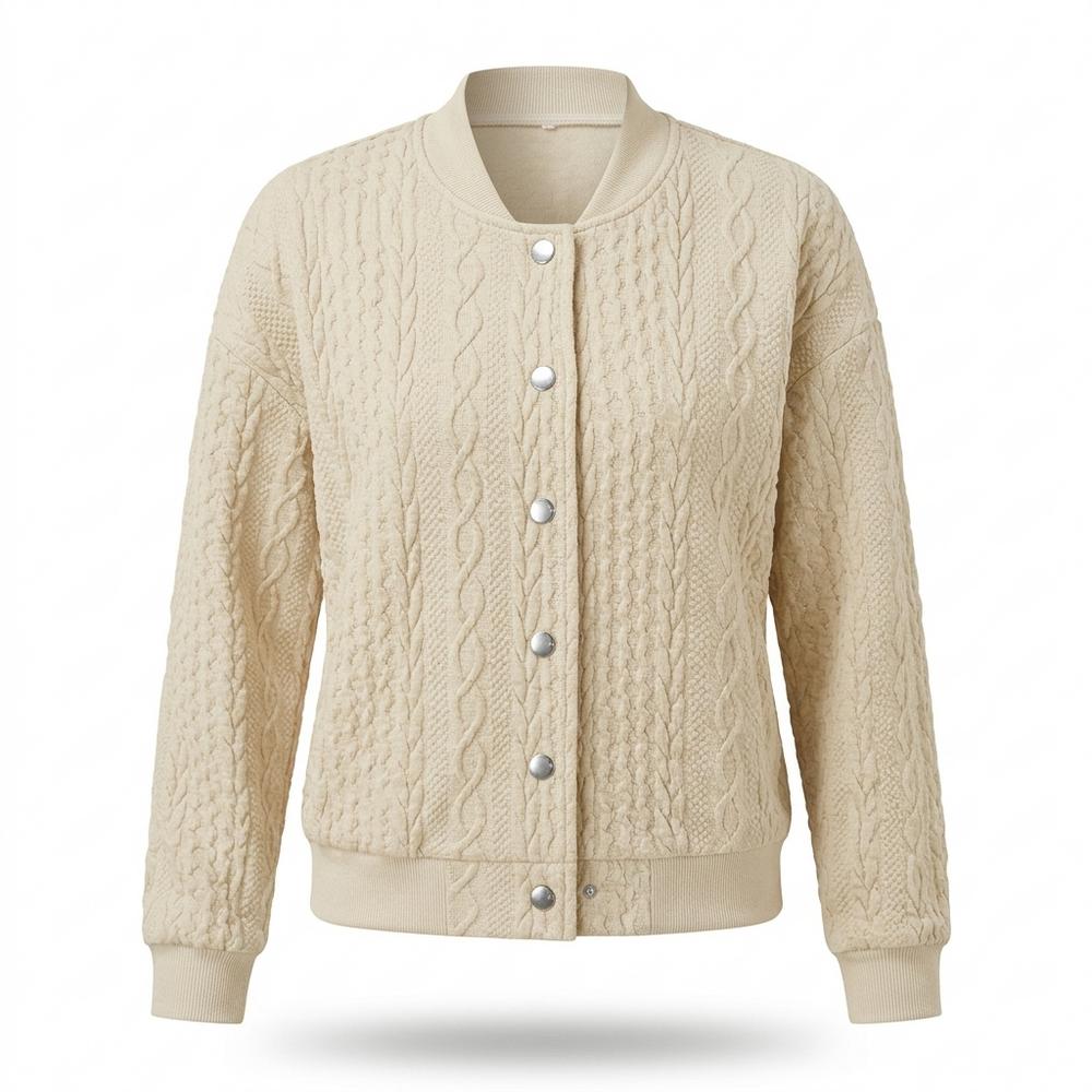 Mens Outlet House - Tamir | Cable-Knit Snap-Button Jacket Women