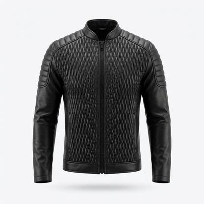 Mens Outlet House - Keken | Quilted Slim-Fit Leather Jacket Men