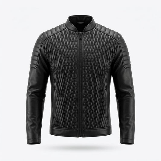 Mens Outlet House - Keken | Quilted Slim-Fit Leather Jacket Men