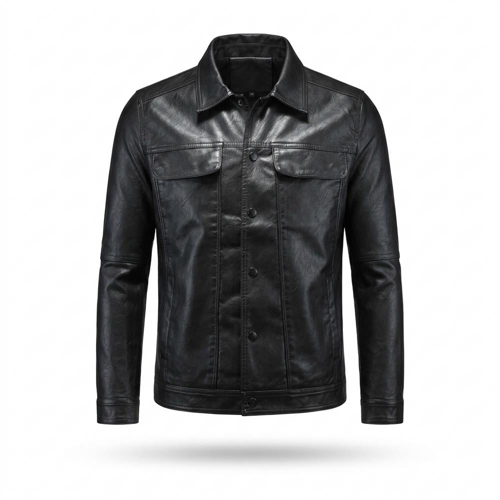 Mens Outlet House - Viren | Faux Leather Button-Front Leather Jacket Men