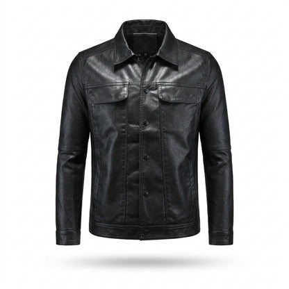 Mens Outlet House - Viren | Faux Leather Button-Front Leather Jacket Men