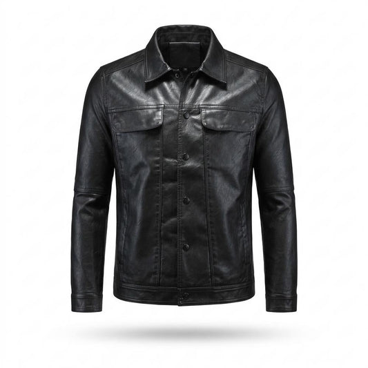 Mens Outlet House - Viren | Faux Leather Button-Front Leather Jacket Men