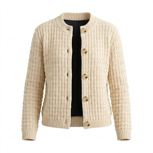 Mens Outlet House - Zedan | Waffle-Knit Button-Front Knit Cardigan Women