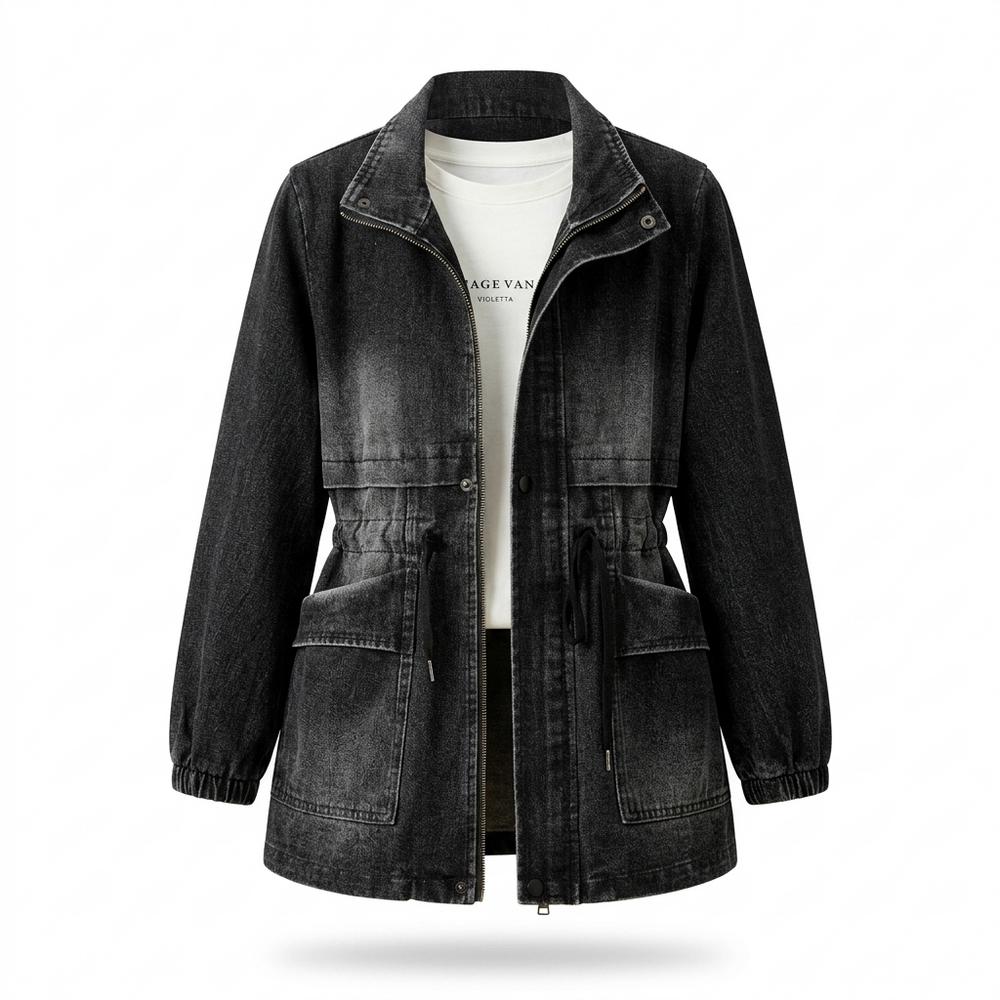 Mens Outlet House - Lizan | Drawstring-Waist Washed-Denim Jacket Women